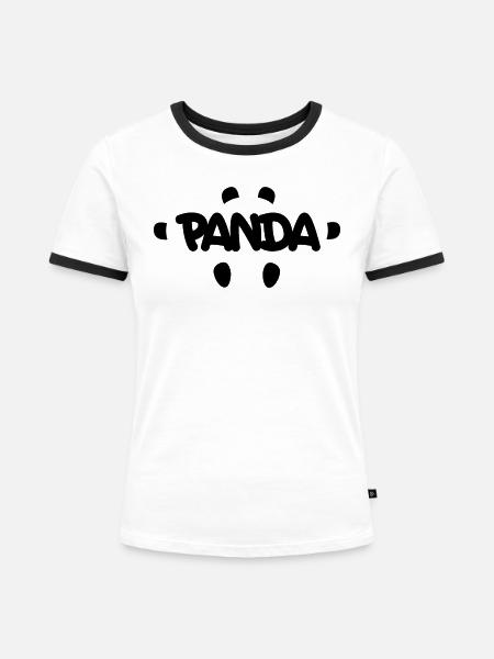 PANDA - Frauen Kontrast-T-Shirt - Weiß/Schwarz
