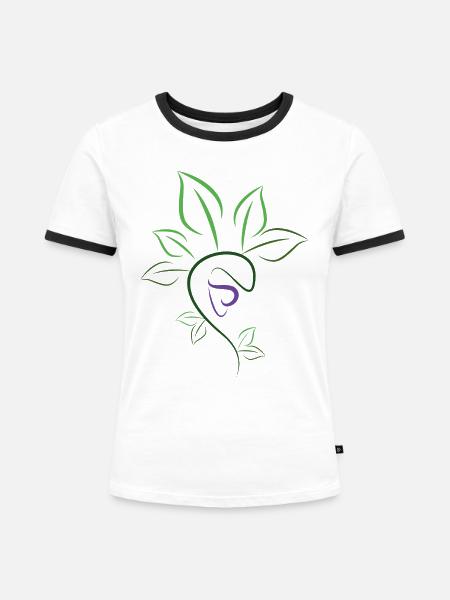 Pflanzen Kontur - Frauen Kontrast-T-Shirt - Weiß/Schwarz