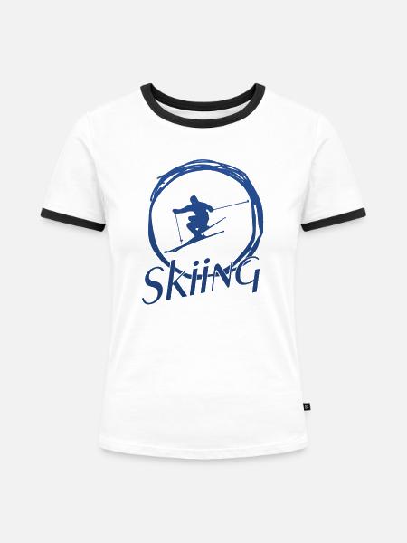 skiing, ski fahren, ski - Frauen Kontrast-T-Shirt - Weiß/Schwarz