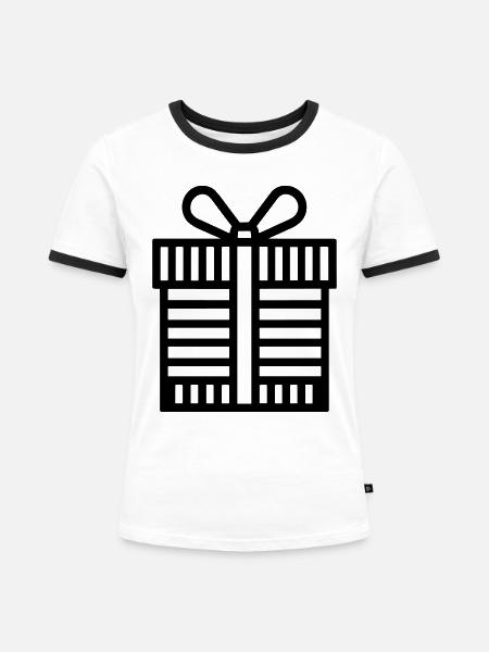 Kleine Geschenkbox - Frauen Kontrast-T-Shirt - Weiß/Schwarz