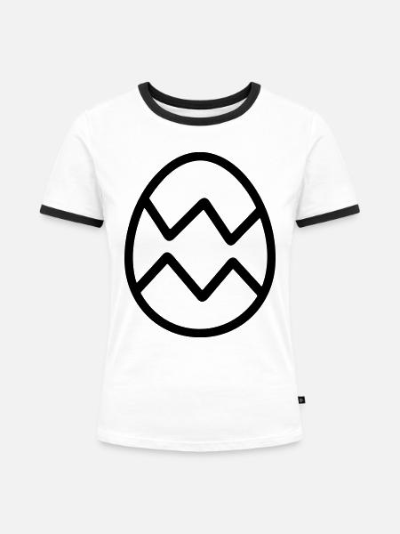 Osterei - Frauen Kontrast-T-Shirt - Weiß/Schwarz