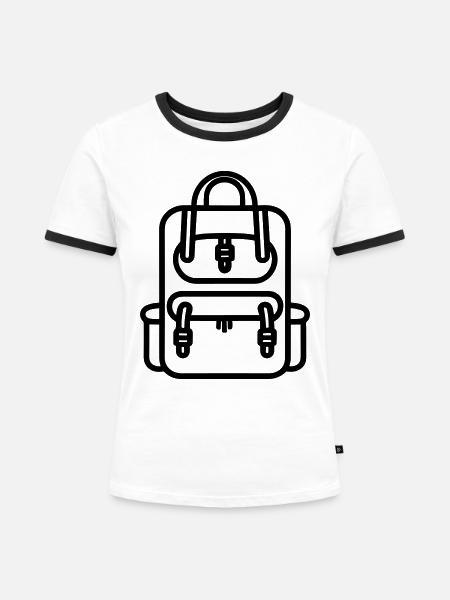 Rucksack - Frauen Kontrast-T-Shirt - Weiß/Schwarz
