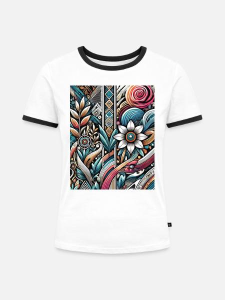 Verschmelzung der lebendigen Natur - Frauen Kontrast-T-Shirt - Weiß/Schwarz