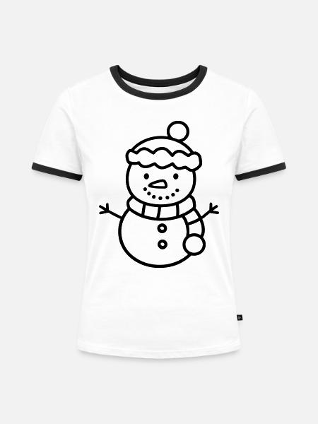 Schneemann - Frauen Kontrast-T-Shirt - Weiß/Schwarz