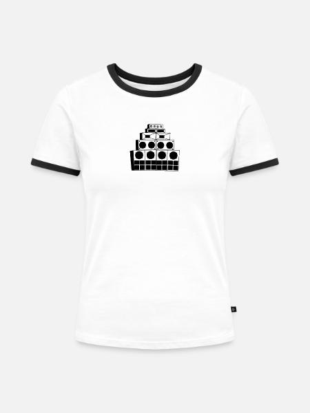 Soundsystem tuckern - Frauen Kontrast-T-Shirt - Weiß/Schwarz