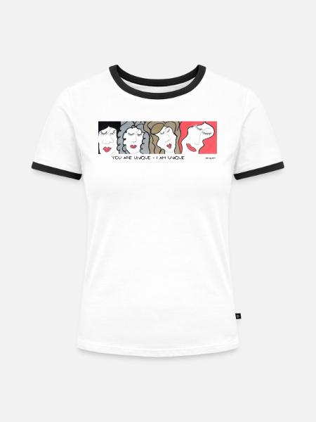 UNIQUE Artwork by CHP - Frauen Kontrast-T-Shirt - Weiß/Schwarz