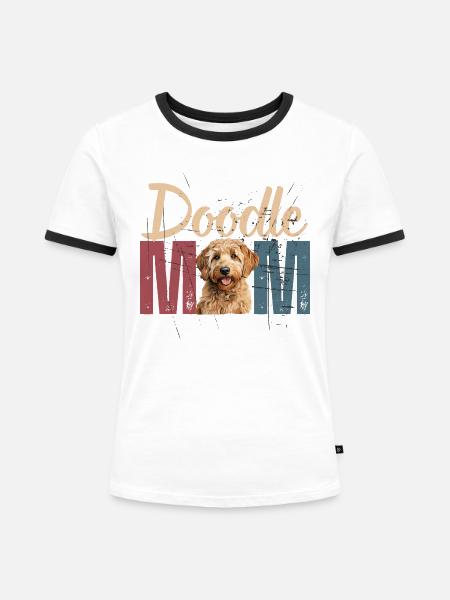 Goldene Doodle-Mama - Frauen Kontrast-T-Shirt - Weiß/Schwarz