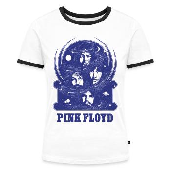 Pink Floyd Logo Und Band - Frauen Kontrast-T-Shirt - Weiß/Schwarz - Vorne - Selfina (174cm)