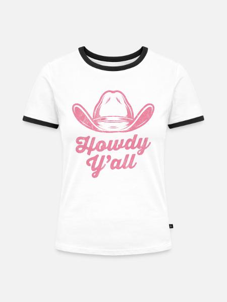 Howdy Y'all - Frauen Kontrast-T-Shirt - Weiß/Schwarz