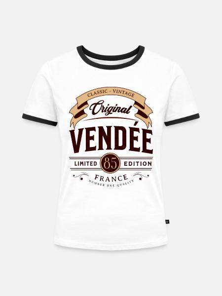 Departement Vendée Frankreich - Frauen Kontrast-T-Shirt - Weiß/Schwarz