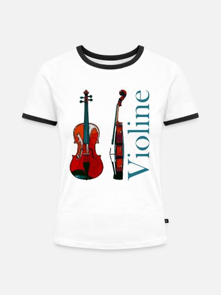 violine - Frauen Kontrast-T-Shirt - Weiß/Schwarz
