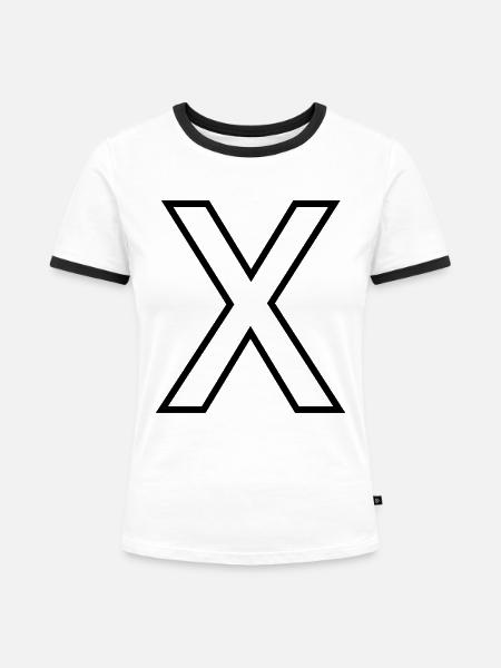 X - Frauen Kontrast-T-Shirt - Weiß/Schwarz
