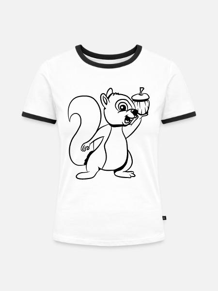 Eichhörmchen futter freude - Frauen Kontrast-T-Shirt - Weiß/Schwarz
