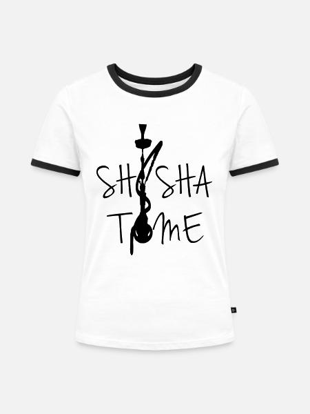 shisha_time - Frauen Kontrast-T-Shirt - Weiß/Schwarz