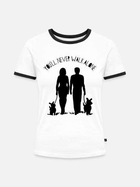 Gassi gehen! - Frauen Kontrast-T-Shirt - Weiß/Schwarz