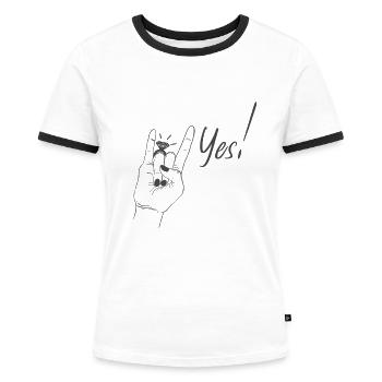 We Say Yes - Frauen Kontrast-T-Shirt - Weiß/Schwarz - Vorne - Selfina (174cm)