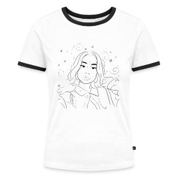 Mädchenzeichnung Ästhetik - Frauen Kontrast-T-Shirt - Weiß/Schwarz - Vorne - Selfina (174cm)