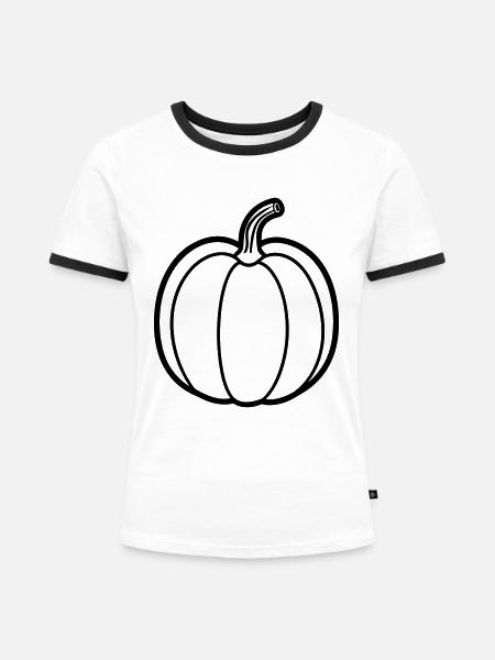 Kürbis - Frauen Kontrast-T-Shirt - Weiß/Schwarz