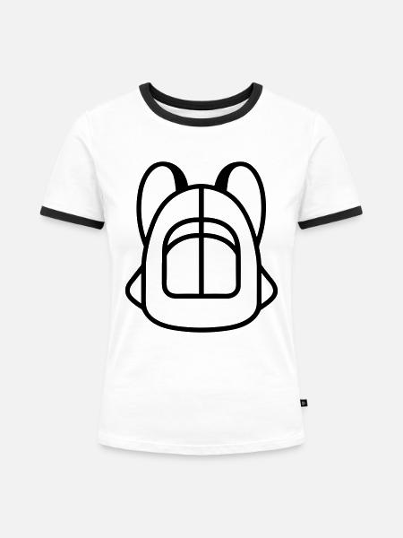 Rucksack - Frauen Kontrast-T-Shirt - Weiß/Schwarz