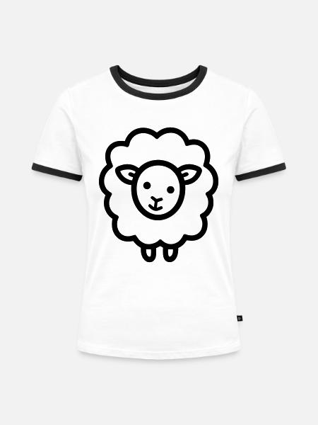 Schaf - Frauen Kontrast-T-Shirt - Weiß/Schwarz