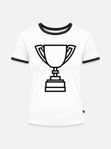 Trophäe - Frauen Kontrast-T-Shirt - Weiß/Schwarz