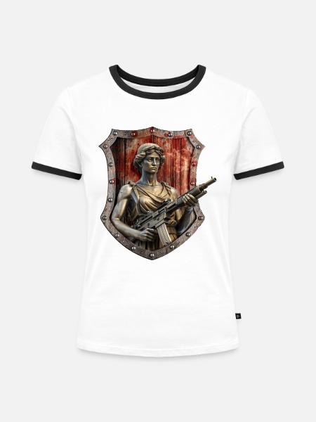 Märtyrer der Maschine - Frauen Kontrast-T-Shirt - Weiß/Schwarz