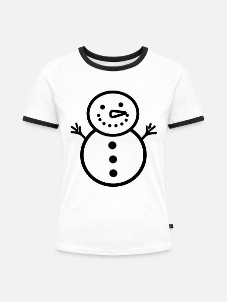 Schneemann - Frauen Kontrast-T-Shirt - Weiß/Schwarz