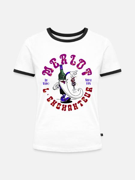 Merlot der Verzauberer - Frauen Kontrast-T-Shirt - Weiß/Schwarz