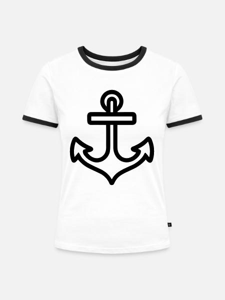 Anker - Frauen Kontrast-T-Shirt - Weiß/Schwarz