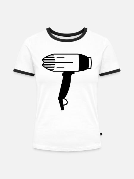 Föhn - Frauen Kontrast-T-Shirt - Weiß/Schwarz