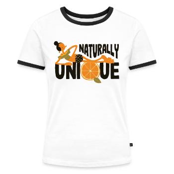 Popeye Naturally Unique - Frauen Kontrast-T-Shirt - Weiß/Schwarz - Vorne - Selfina (174cm)