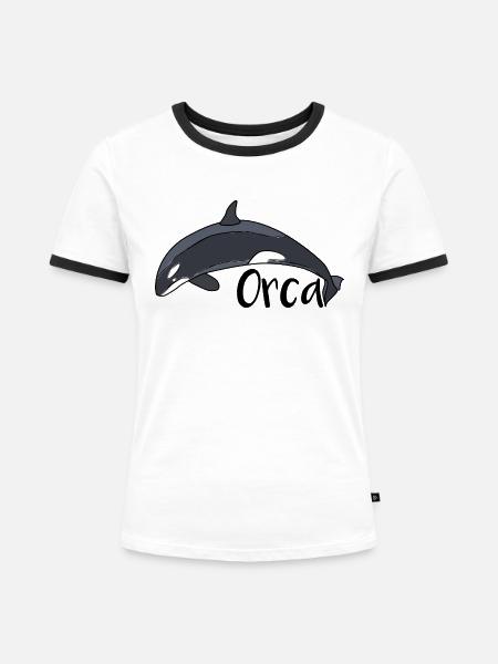 Orca Schwertwal-Shirt - Frauen Kontrast-T-Shirt - Weiß/Schwarz