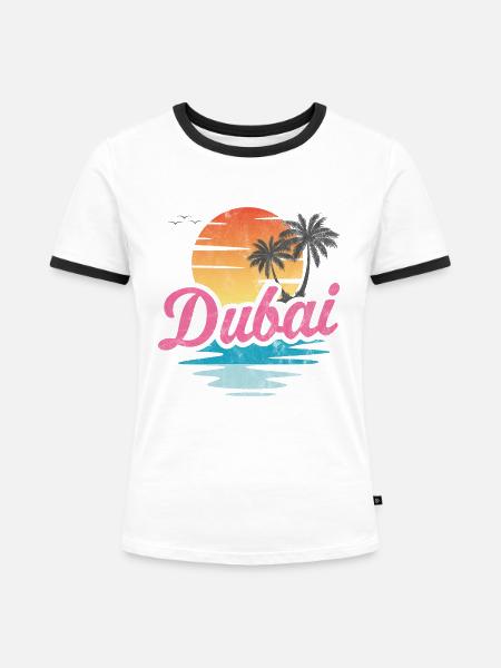 Dubai - Frauen Kontrast-T-Shirt - Weiß/Schwarz