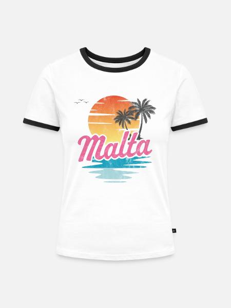 Malta - Frauen Kontrast-T-Shirt - Weiß/Schwarz