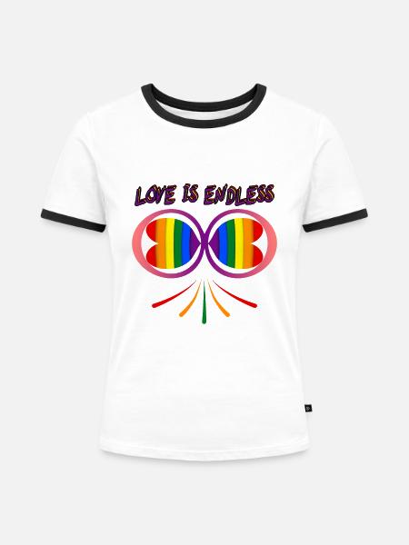 Liebe ist endlos - Frauen Kontrast-T-Shirt - Weiß/Schwarz