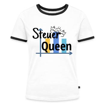Steuer Queen - Steuerfachangestellte - Frauen Kontrast-T-Shirt - Weiß/Schwarz - Vorne - Selfina (174cm)