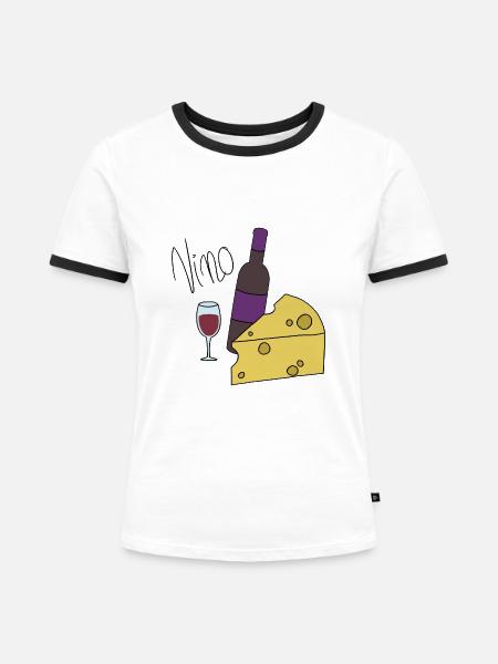 Wein - Frauen Kontrast-T-Shirt - Weiß/Schwarz