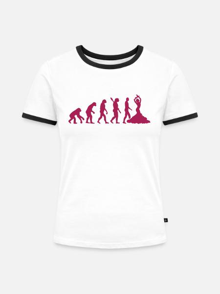 Flamenco - Frauen Kontrast-T-Shirt - Weiß/Schwarz