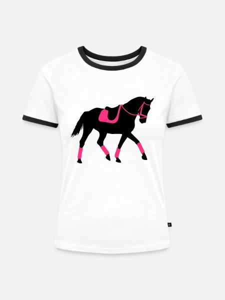 Dressurpferd Pferd - Frauen Kontrast-T-Shirt - Weiß/Schwarz