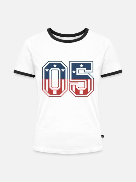 Anzahl 05 USA - Frauen Kontrast-T-Shirt - Weiß/Schwarz