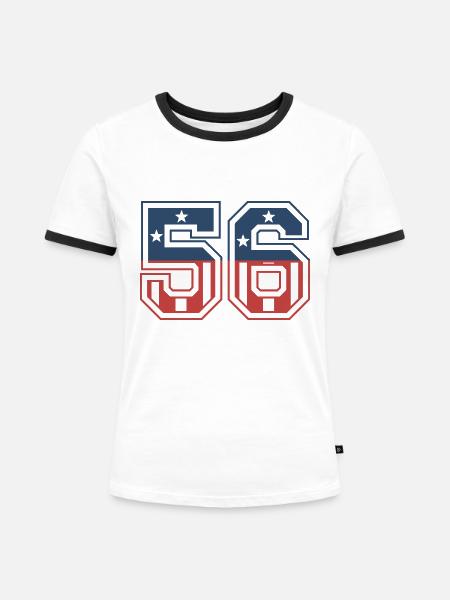 Nummer 56 USA - Frauen Kontrast-T-Shirt - Weiß/Schwarz