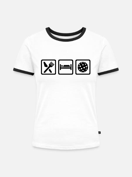 Floorball - Frauen Kontrast-T-Shirt - Weiß/Schwarz
