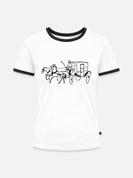 Kutsche - Frauen Kontrast-T-Shirt - Weiß/Schwarz
