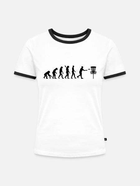 Disc golf - Frauen Kontrast-T-Shirt - Weiß/Schwarz
