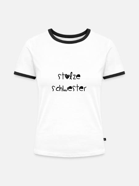 stolze schwester - Frauen Kontrast-T-Shirt - Weiß/Schwarz