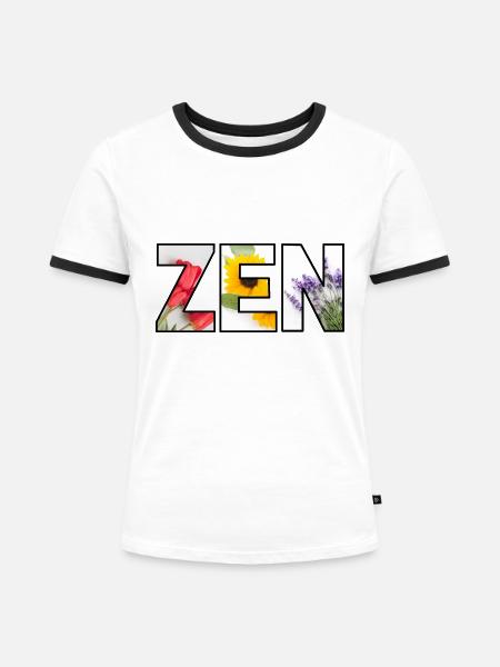 ZEN Frühjahr/Sommer - Frauen Kontrast-T-Shirt - Weiß/Schwarz