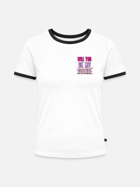 Will You Be My Bookie - Frauen Kontrast-T-Shirt - Weiß/Schwarz