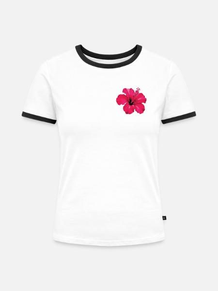 Hibiskus Neon Glow Fuchsia - Frauen Kontrast-T-Shirt - Weiß/Schwarz