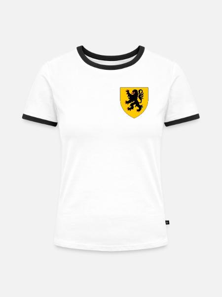 Heraldisches Wappen von Flandern - Frauen Kontrast-T-Shirt - Weiß/Schwarz