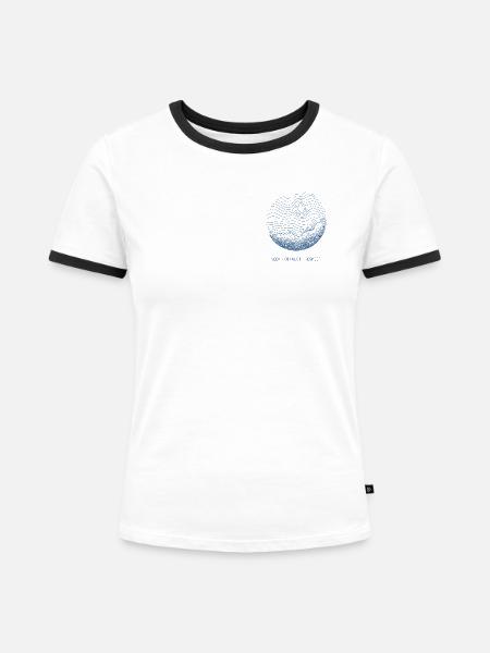 Angeln: Ufer & Tiefenlinien - Frauen Kontrast-T-Shirt - Weiß/Schwarz